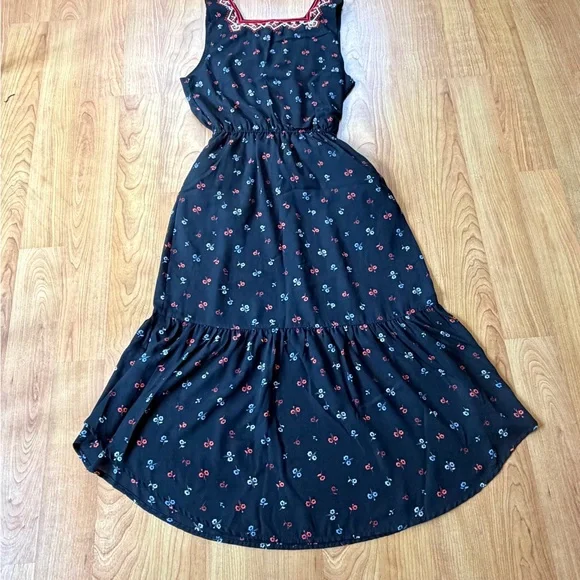 GAP Women’s Boho Pattern Sleeveless Maxi Dress Embroidered V-Neck Size xs - Picture 7 of 8